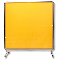 6x6ft Welding Screen with Frame on Wheels - Yellow-Hammerox Industrial