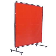 6x6ft Welding Screen with Frame on Wheels - Red