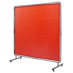 6x6ft Welding Screen with Frame on Wheels - Red