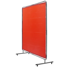 6x6ft Welding Screen with Frame on Wheels - Red