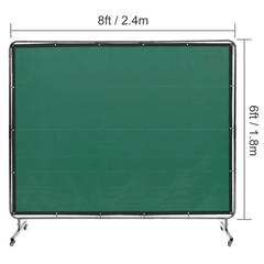 6x8ft Welding Screen with Frame on Wheels - Green