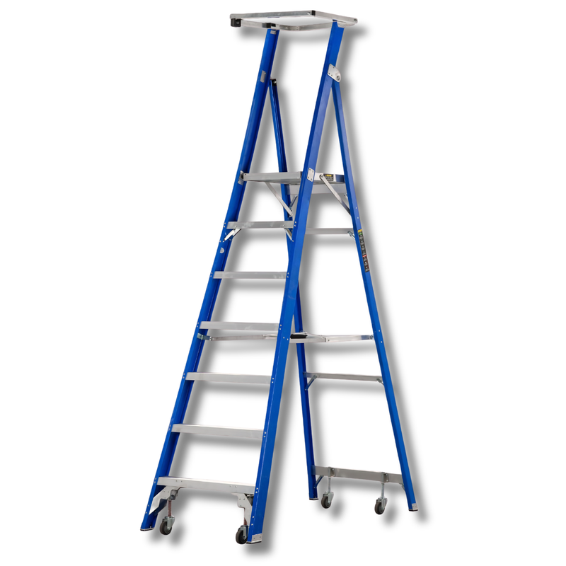 7 Step Fibreglass Industrial Platform Ladder 2030mm Platform Height-Hammerox Industrial