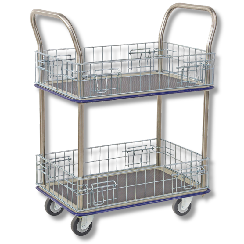740 x 480mm 2 Tier Multi Purpose Cage Platform Trolley-Hammerox Industrial