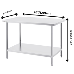 760x1210mm Stainless Steel Food Prep Table-Hammerox Industrial