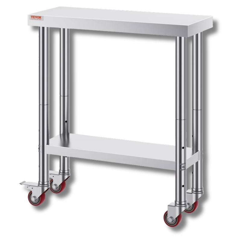 760x300mm Stainless Steel Food Prep Table with Wheels-Hammerox Industrial