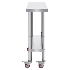 760x300mm Stainless Steel Food Prep Table with Wheels