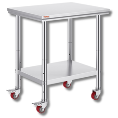 760x610mm Stainless Steel Food Prep Table with Wheels