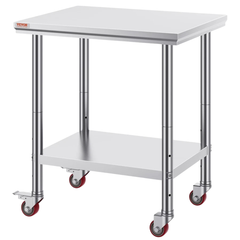 760x610mm Stainless Steel Food Prep Table with Wheels