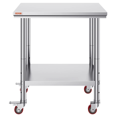 760x610mm Stainless Steel Food Prep Table with Wheels