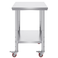760x610mm Stainless Steel Food Prep Table with Wheels