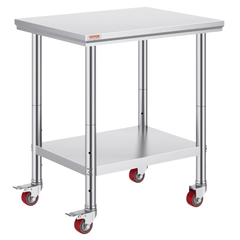 760x610mm Stainless Steel Food Prep Table with Wheels