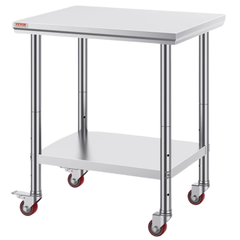 760x610mm Stainless Steel Food Prep Table with Wheels
