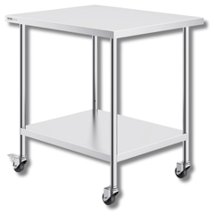 760x910mm Stainless Steel Food Prep Table with Wheels