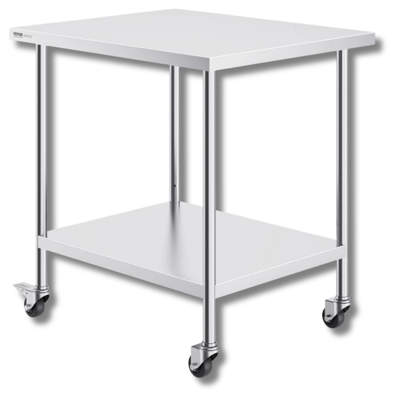 760x910mm Stainless Steel Food Prep Table with Wheels