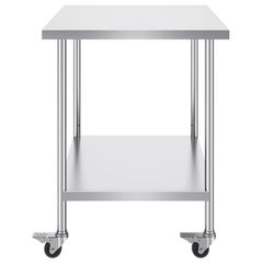 760x910mm Stainless Steel Food Prep Table with Wheels
