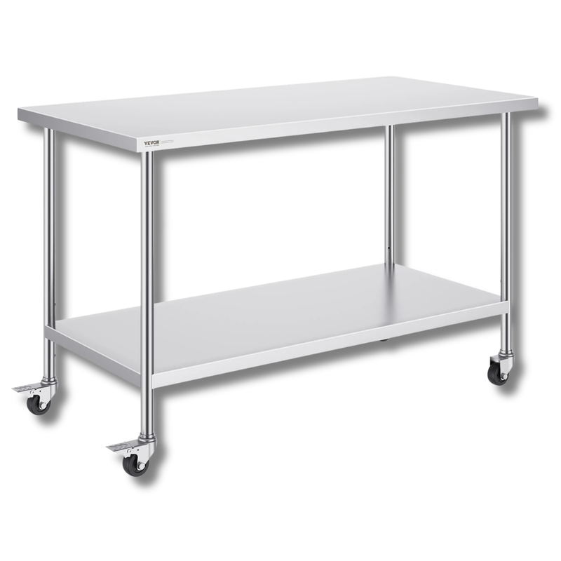 762x1524mm Stainless Steel Food Prep Table with Wheels