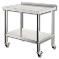 762x610mm Stainless Steel Food Prep Table with Wheels