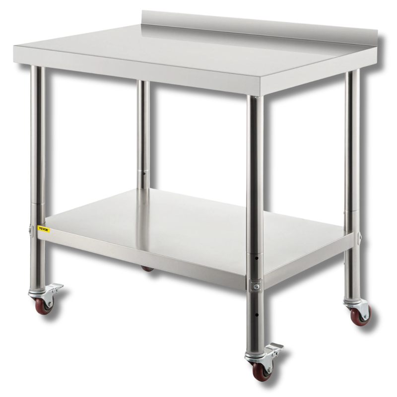 762x610mm Stainless Steel Food Prep Table with Wheels