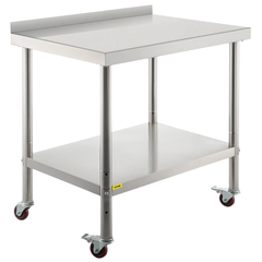 762x610mm Stainless Steel Food Prep Table with Wheels