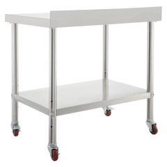 762x610mm Stainless Steel Food Prep Table with Wheels