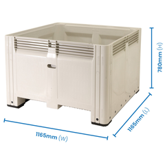 780L Solid Plastic Mega Bin 1165 x 1165 x 780mm-Hammerox Industrial