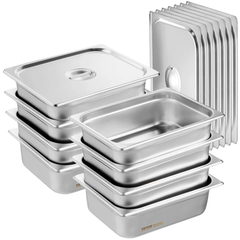 8 Pack 1/2 Size Hotel Pans 4" Deep Stainless Steel-Hammerox Industrial