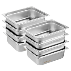 8 Pack 1/2 Size Hotel Pans 4" Deep Stainless Steel-Hammerox Industrial