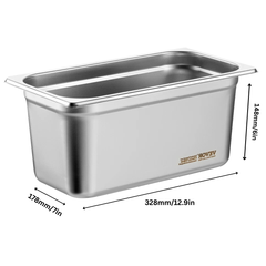 8 Pack 1/3 Size Hotel Pans 6" Deep Stainless Steel-Hammerox Industrial