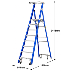 8 Step Fibreglass Industrial Platform Ladder 2320mm Platform Height-Hammerox Industrial