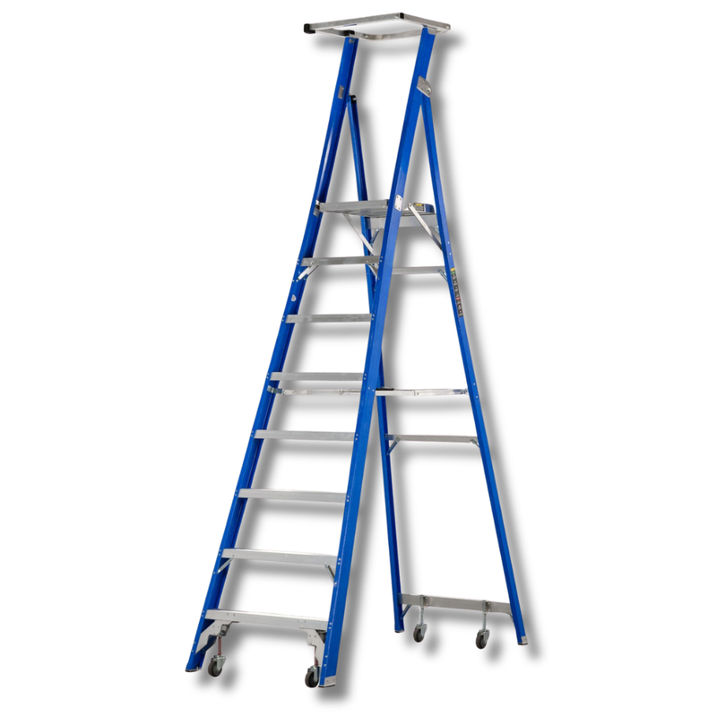 8 Step Fibreglass Industrial Platform Ladder 2320mm Platform Height-Hammerox Industrial