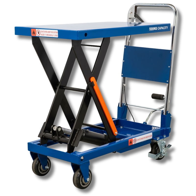 850 x 500mm 500kg Single Scissor Lift Trolley-Hammerox Industrial