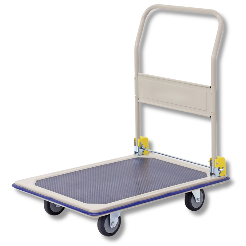 880 x 580mm Single Folding Handle Platform Trolley-Hammerox Industrial