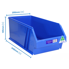 8L Stor-Pak No.80 Storage Bin 200 x 440 x 165mm Blue 6 Pack-Hammerox Industrial