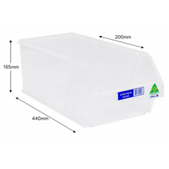 8L Stor-Pak No.80 Storage Bin 200 x 440 x 165mm Clear 6 Pack-Hammerox Industrial