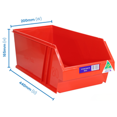 8L Stor-Pak No.80 Storage Bin 200 x 440 x 165mm Red 6 Pack-Hammerox Industrial