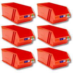 8L Stor-Pak No.80 Storage Bin 200 x 440 x 165mm Red 6 Pack-Hammerox Industrial