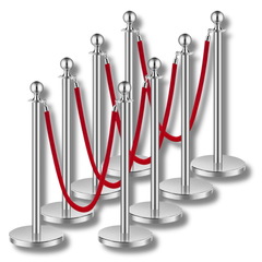 8 Piece Stanchion Post Set with Velvet Ropes