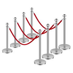8 Piece Stanchion Post Set with Velvet Ropes