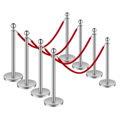 8 Piece Stanchion Post Set with Velvet Ropes
