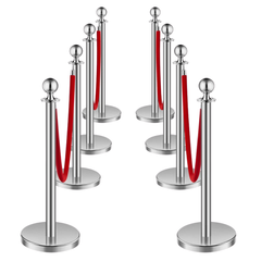 8 Piece Stanchion Post Set with Velvet Ropes