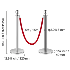8 Piece Stanchion Post Set with Velvet Ropes