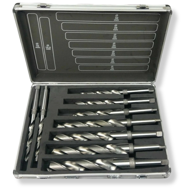 9 Piece MT2 Morse Taper Drill Bit Set - Optimum-Hammerox Industrial