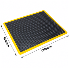 900 x 1200mm Ergo Tred Anti Fatigue Mat Black with Yellow Border-Hammerox Industrial