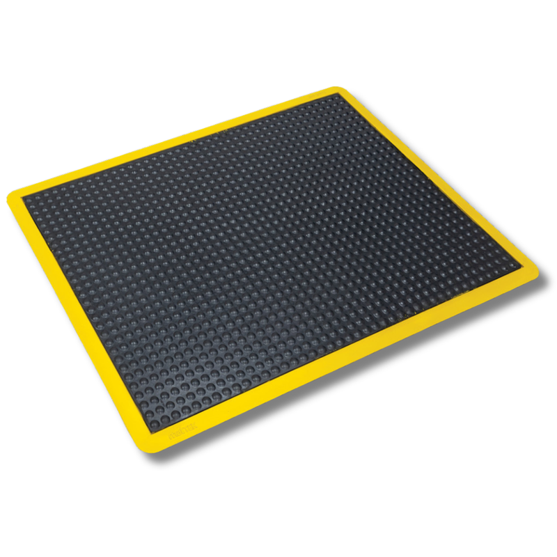 900 x 1200mm Ergo Tred Anti Fatigue Mat Black with Yellow Border-Hammerox Industrial