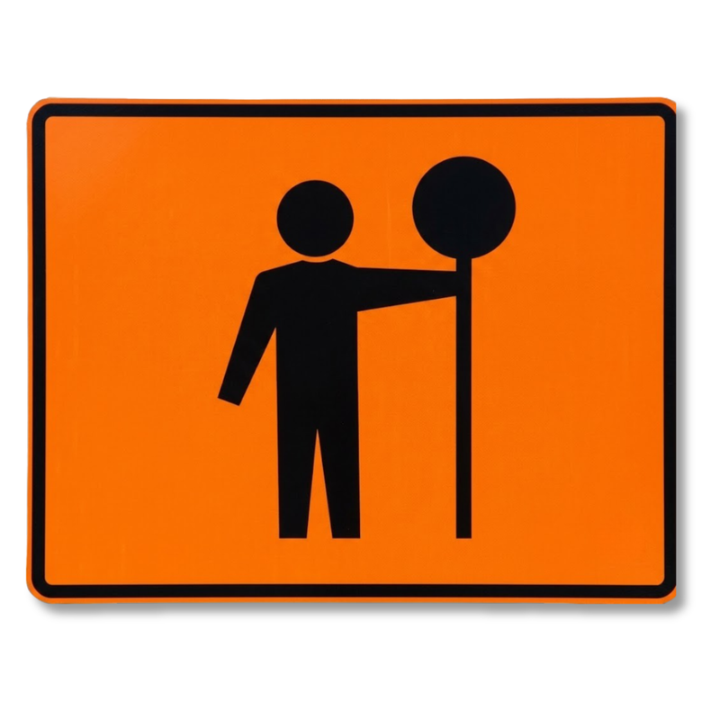 900 x 600mm Boxed Edge Flagman Sign Diamond Grade Reflective