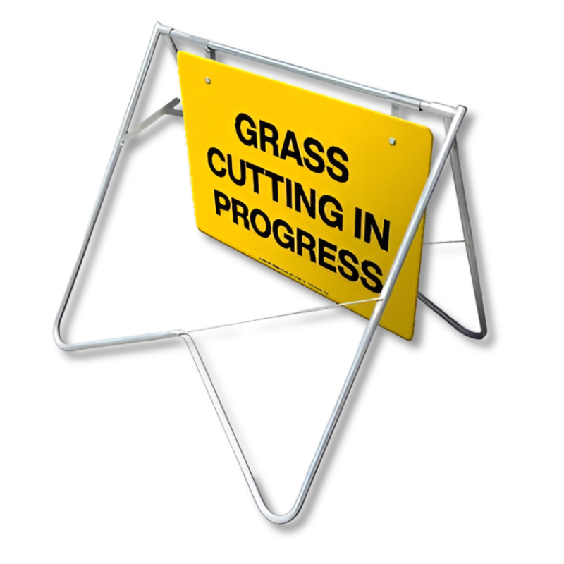 900 x 600mm Grass Cutting in Progress Swing Stand & Sign
