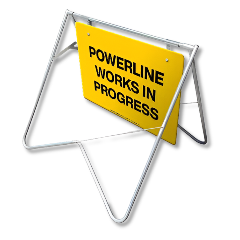 900 x 600mm Powerline Works in Progress Swing Stand & Sign