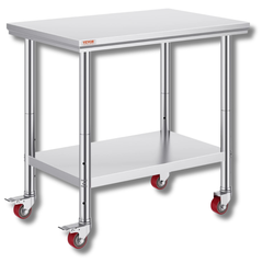 900x600mm Stainless Steel Food Prep Table with Wheels