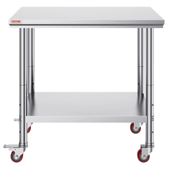 900x600mm Stainless Steel Food Prep Table with Wheels