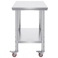 900x600mm Stainless Steel Food Prep Table with Wheels